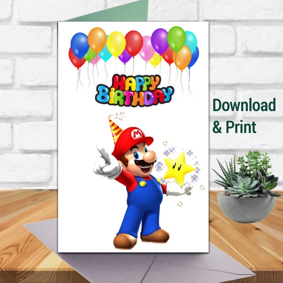 Super Mario Birthday Hats Mario Luigi Hat Mario (Instant Download) 