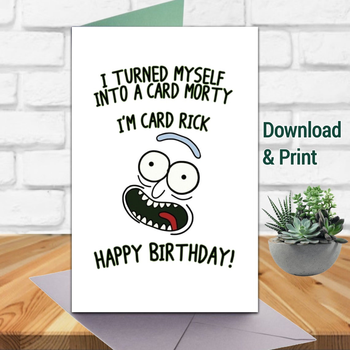 Card Rick Birthday Card Greeting Card Download Print - Etsy