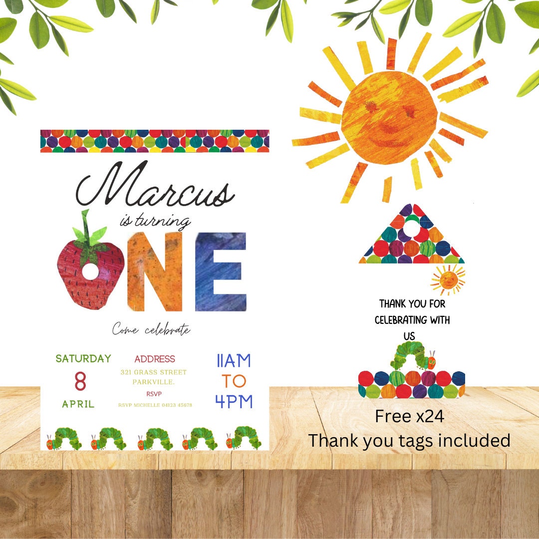 Hungry Caterpillar Celebration Custom Birthday Invitation Etsy