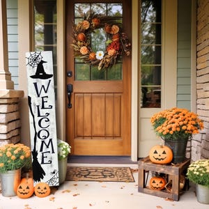 Handmade Halloween Welcome Sign, Rustic Fall Porch Decor