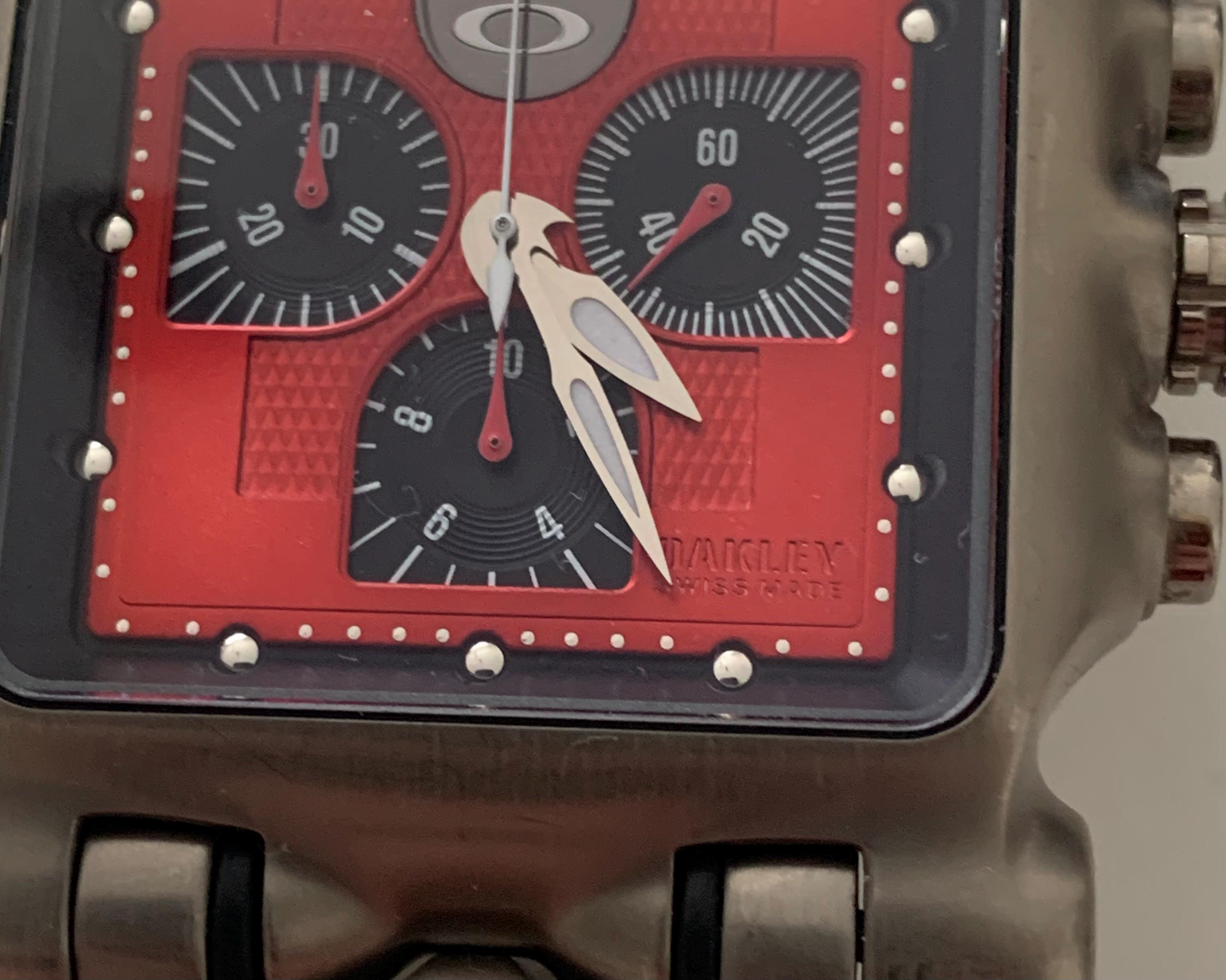 Oakley Original Minute Machine Titanium Red Dial Watch 