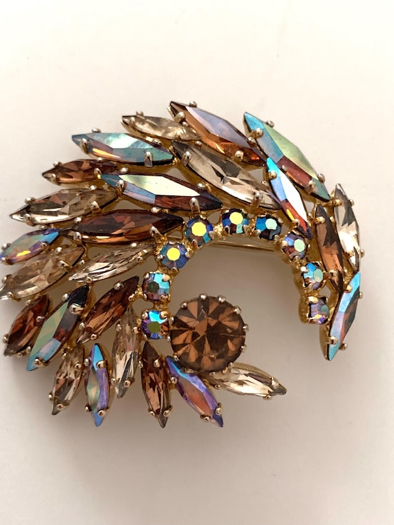 Sherman Vintage Aurora Borealis Swarovski Crystals Gold Tone