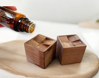 Square Wooden Essential Oil diffuser, Natural Wood Diffuser, Car Diffuser Car Scent, Mini wood diffuser cube
