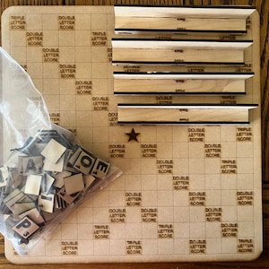 Scrabble Board Game w/Letters & Spaces(100) and Four(4) Scrabble Racks- Download Only