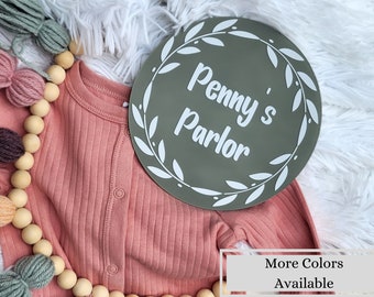 Personalized Acrylic Round Baby Name Sign, Newborn Announcement Photo Prop
