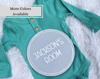 Personalized Acrylic Round Name Sign, Newborn Announcement Disc, Custom Name Circle, Baby Name Sign