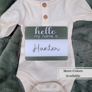 Hello my name is Newborn Baby Announcement Acrylic Plaque