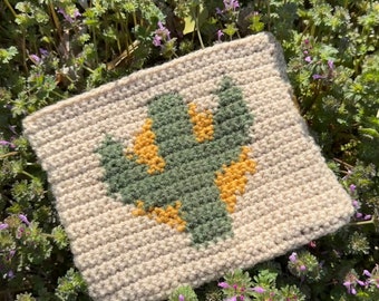 Crochet Cactus & Sun Stash Bag/ Pouch