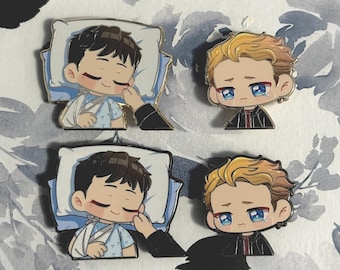 Hollanov Cheebs - Heated Rivalry Shane Hollander and Ilya Rozanov Hard Enamel Chibi pins