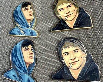 Heated Rivalry Shane Hollander and Ilya Rozanov Bust Hard Enamel Pins