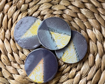 Set of 4 Ceramic Handmade Coasters