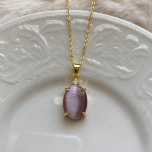 Purple Diamond Pendant Gold Necklace