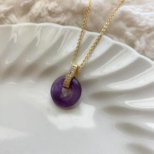 Purple Jade Diamond Gold Necklace