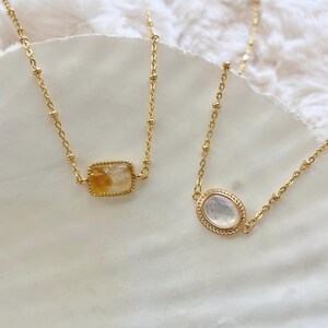 Gold Satelite Connector Charm Necklace