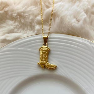 Cowboy Boot Gold Pendant Necklace