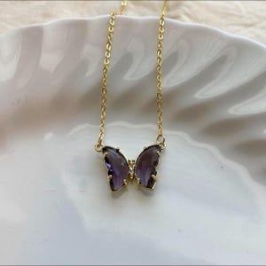 Purple Crystal Butterfly Necklace