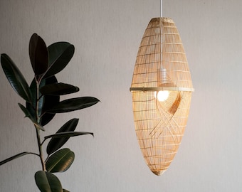 Handmade Bamboo Fish Trap Pendant Light, Bohemian Home Decor