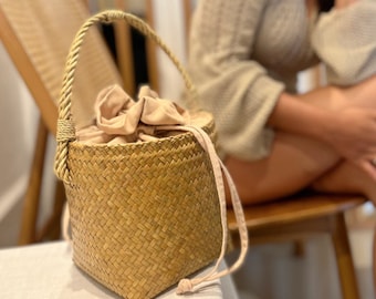 Handmade Krajood Straw Handbag | Sustainable Woven Beach Bag
