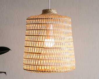 Handmade Woven Bamboo Pendant Light, Bohemian Decor