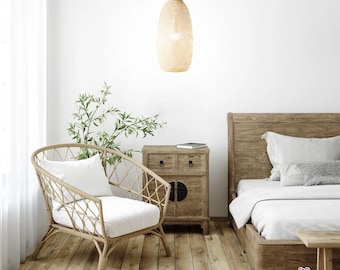2026 Handmade Woven Bamboo Pendant Light, Boho Hanging Lantern