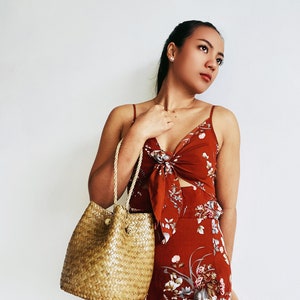 Straw Bag, Water Hyacinth Bag, Seagrass bags, holiday Bag, Handle Bag, Handmade Basket, Boho bag, Krajood bag, Plant handbag, Beach bag image 9