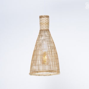 Handgefertigte Bambus Fischreuse Anhänger, Holz Deckenleuchte, Asiatische Laterne, Korb Lampe, Boho Boho Design Dekoration Home Deco