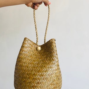 Straw Bag, Water Hyacinth Bag, Seagrass bags, holiday Bag, Handle Bag, Handmade Basket, Boho bag, Krajood bag, Plant handbag, Beach bag image 5