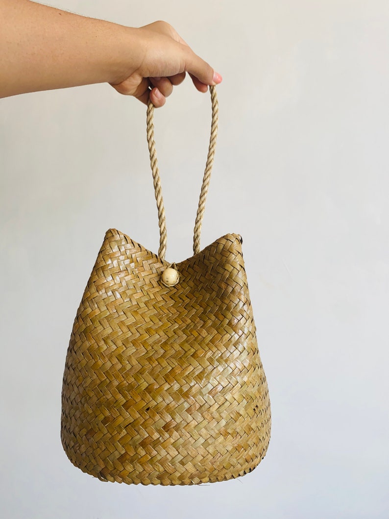 Straw Bag, Water Hyacinth Bag, Seagrass bags, holiday Bag, Handle Bag, Handmade Basket, Boho bag, Krajood bag, Plant handbag, Beach bag image 5