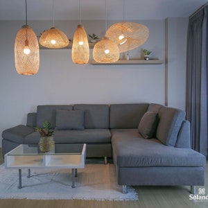 50%off Eco-Friendly Flexible Bamboo Handmade Pendant Hanging Lamp, Natural Lighting for Weddings, Events, Restaurant, Yoga Deco, gift ideas
