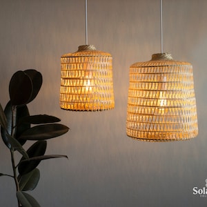Handmade Bamboo Pendant Light, Basket Ceiling Light, Bohemian, Boho, Asian Home Decor, Wood Lampshade