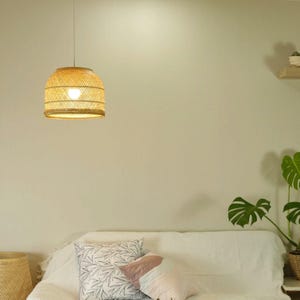 Handmade Bamboo Pendant, Basket Ceiling Light, Bohemian, Boho, Asian Home Decor, Wood Lampshade