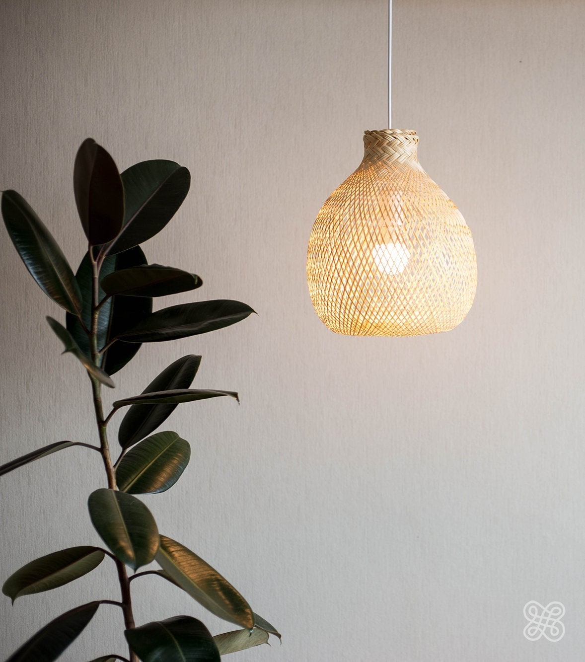 Handmade Bamboo Pendant, Asian Bamboo Lamp, Modern Ceiling Lamp, Beach House Light, Traditional Lamp, Ethnic, Tulip, Bohemian Boho