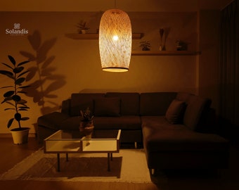 Handmade Woven Bamboo Pendant Lamp, Bohemian Asian Lighting
