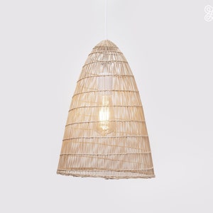 Bambus Fischreuse Anhänger, Holz Deckenleuchte, kegelförmige Laterne, Korb Lampe, Boho Boho Design Dekoration Home Deco