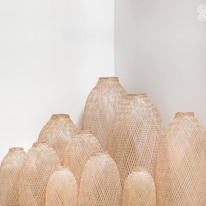 Eco-Friendly Flexible Bamboo Handmade Pendant Hanging Lamp, Natural Lighting for Weddings, Events, Restaurant, Yoga Decor, Unique Gift Idea
