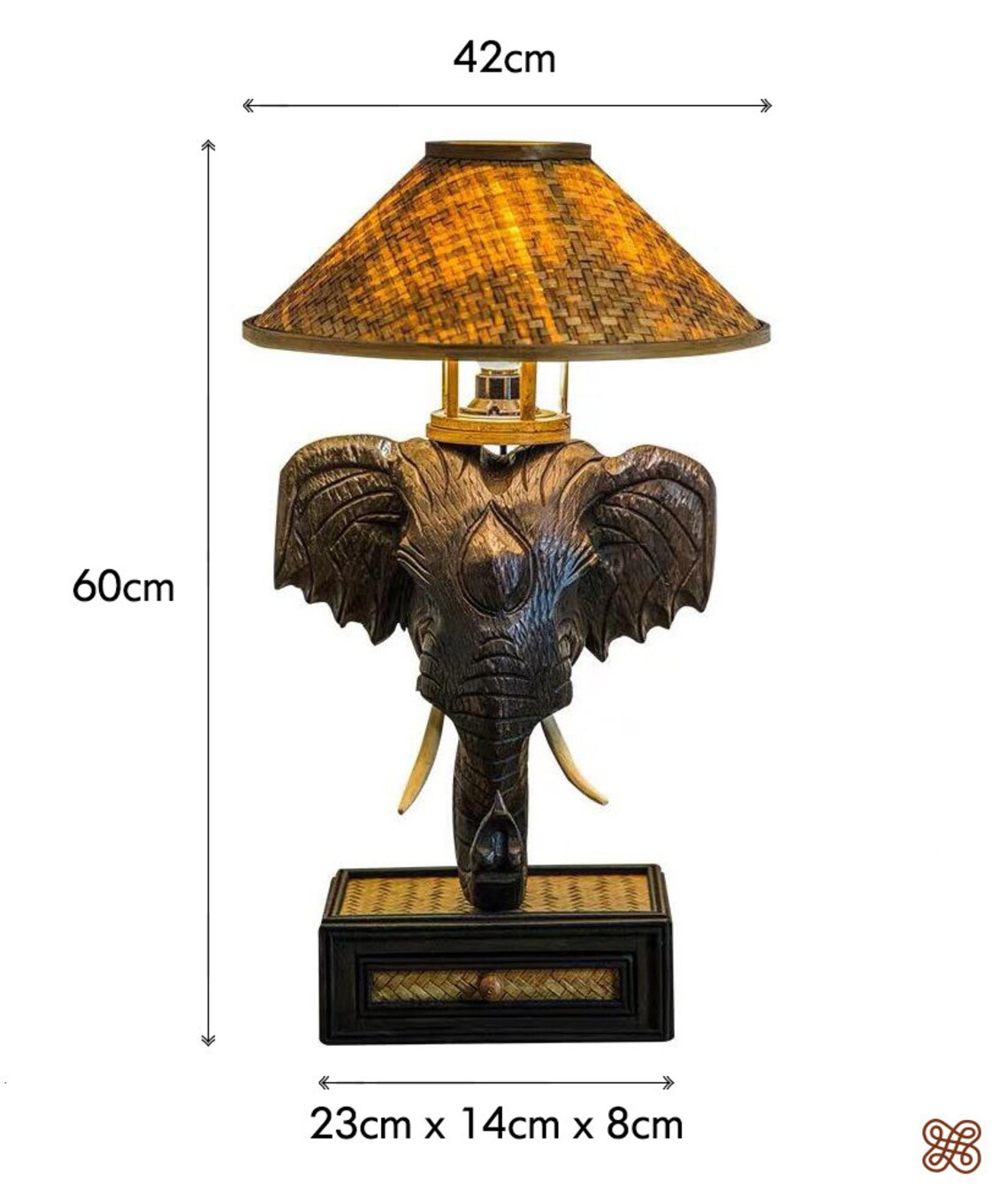 Handcrafted Wooden Elephant Lamp Bedside Lamp Carved Etsy