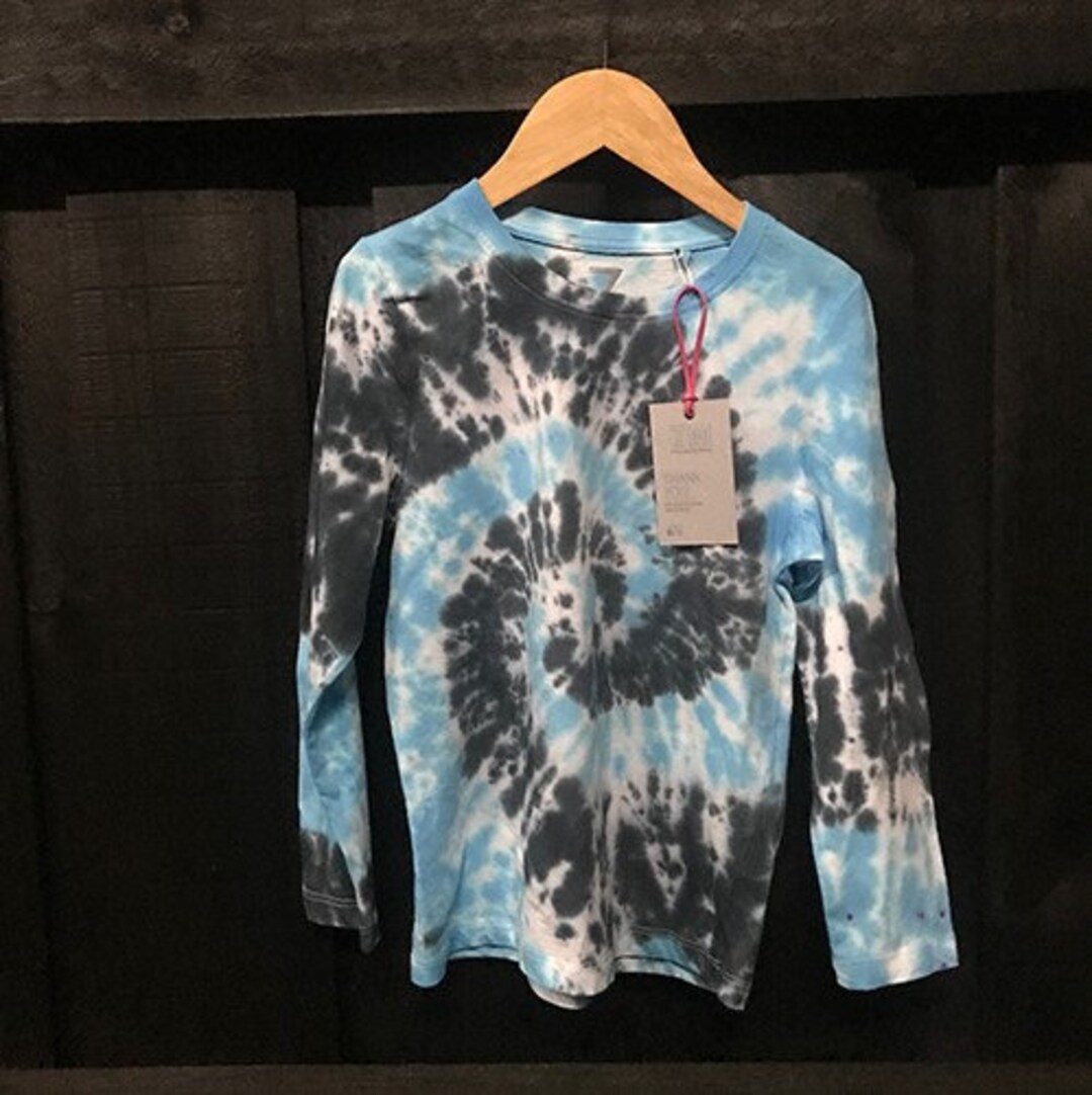 T-Shirt Femmes Tie-Dye Imprimé Col De Broderie À Manches Longues Pull Blouse Tops Vert Vert