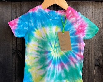 Babies, Toddlers and Kids - Handmade Three (3) or Four (4) Colour Tie Dye Spiral T-shirt