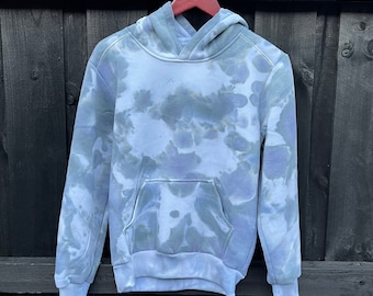 Kids & Adult Hoodie - Handmade Black Ice Tie Dye Splatter Design