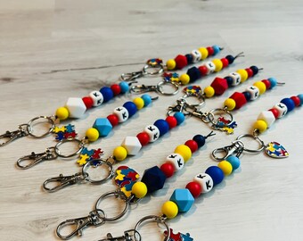 Autism Awareness Beaded Keychain