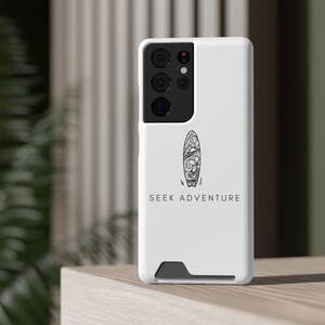 Seek Adventure カードホルダー付き電話ケース - ホワイトサーフ