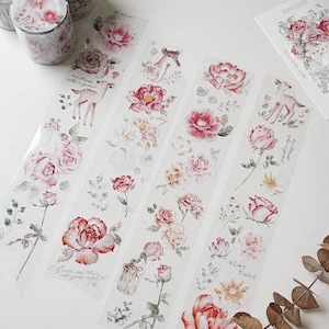 Loop / Rolle, Jennbräuzi Hirsche und Blumen PET Tape, Journal Bedarf, Scrapbooking, Collage, Washi Tape, Planer Aufkleber, JZ13