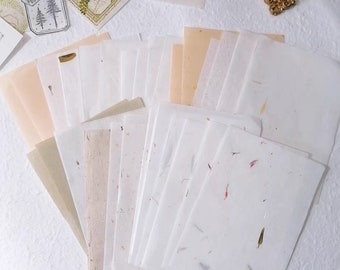 12 sheet, Chinese Petal Xuan Paper, Texture Paper Bundle, A5, Scrapbooking, Collage, Journal Supplies, Junk journal, Ephemera, Embellishment