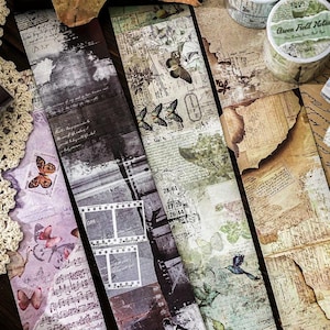 Rol van 2 m, vintage achtergrond-washi-tape, benodigdheden voor tijdschriften, plakboek, collage, ambacht, rommeljournaal, plakband, versiering, TCH23