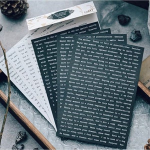 Set di 8 adesivi con citazioni di ispirazione vintage, lamina d'oro, nero, articoli per diario, scrapbooking, collage, artigianato, diario di scarto, effimeri