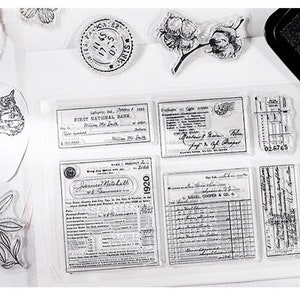 Sello transparente retro, suministros para diarios, scrapbooking, collage, manualidades, diario basura, sello vintage, adorno de fondo, efímera