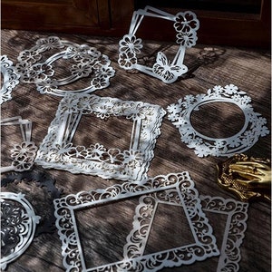 20 pcs, cadre floral découpé, cadre en dentelle, cadre pour miroir, papiers éphémères vintage, scrapbooking, collage, embellissement, fournitures pour journaux, DC02
