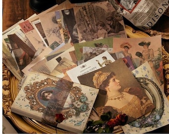 50 pcs, Retro Poster, Paper Bundle, Vintage Ephemera, Background Embellish, Scrapbook, Collage, Junk Journal, Journal Supplies, PP15