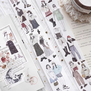 Muster/Rolle, Jennbräuzi Mädchen Tape, Journal Bedarf, Scrapbooking, Collage, Washi Tape, Menschen Aufkleber, Planer Aufkleber, Mädchen Aufkleber