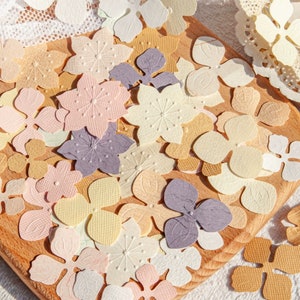 50 peças, Papel texturizado, mini pétalas pastel recortadas, flor, papel vintage, itens efêmeros, álbum de recortes, colagem, suprimentos para diário, diário de sucata, DC05